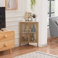 thumbnail image 2 of VECELO Set of 2 Corner Storage Cabinet with Dual Door, Wood Floor Standing Triangle Storage Organizer with 3-tier Shelves, Gold, 2 of 10