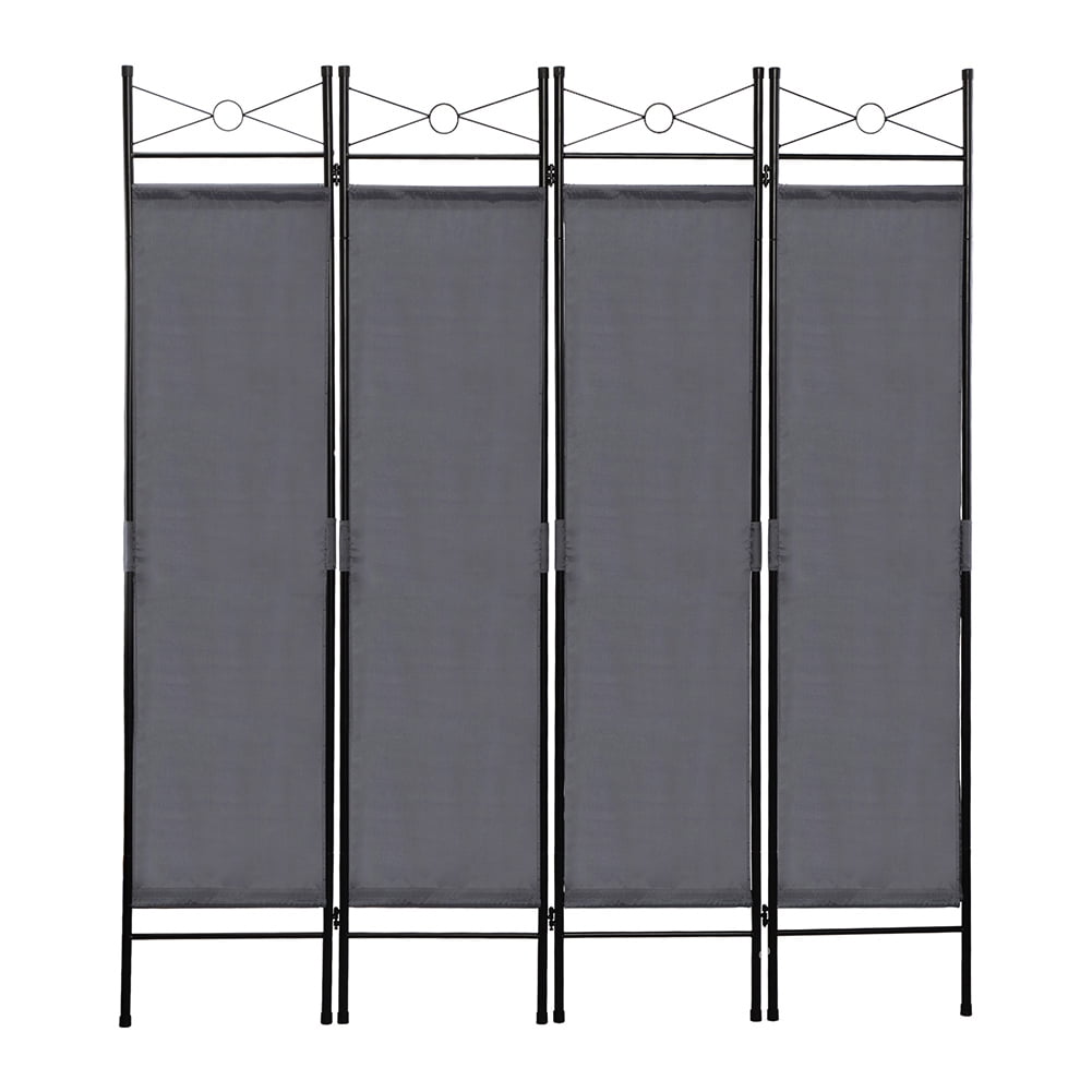 Kepooman 4-Panel Room Dividers with Iron Frame, Folding Privacy Screens for Living Room, Gray Kepooman 4-Panel Room Dividers with Iron Frame, Folding Privacy Screens for Living Room, Gray