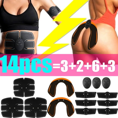14Pcs/Set ABS Stimulator, EMS Buttocks Lifter Abdominal Muscle Trainer Smart Full Body Building Fitness For Hip/Abdomen/Arm/Leg Training Home Exercise - Type