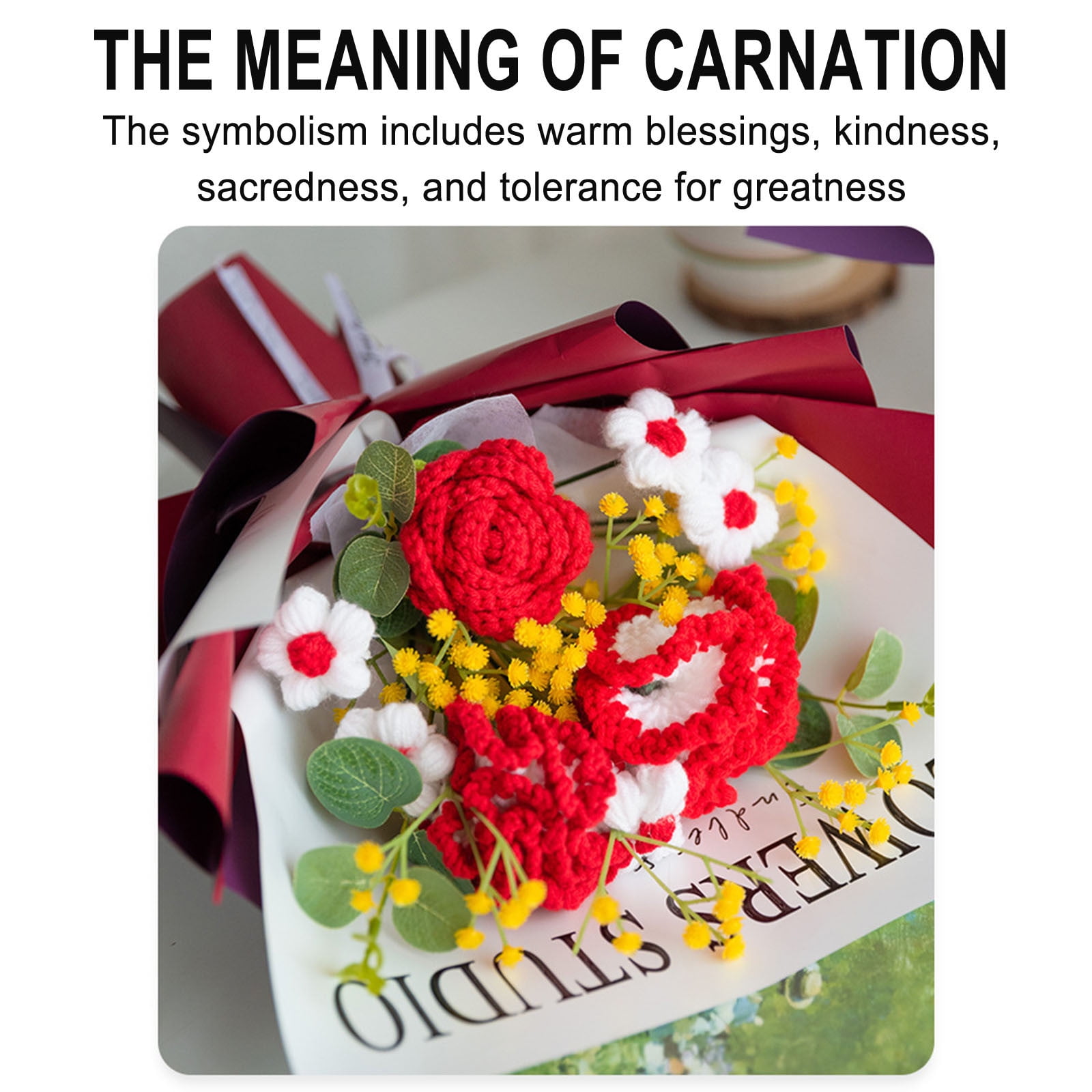 Wovilon Finished Hand-woven Bouquet Of Roses For Valentine's Day Simulated Dried Flower Girlfriend's Birthday