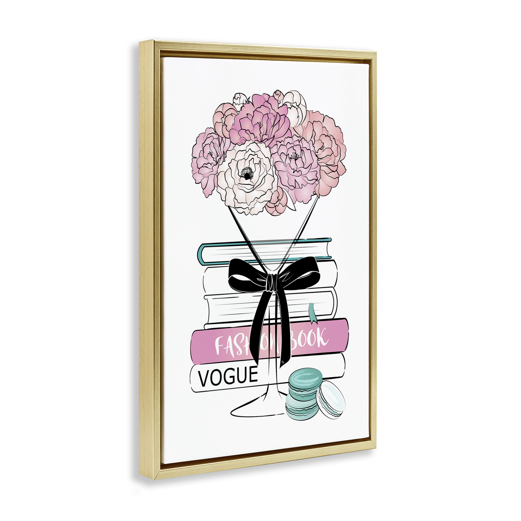 Stupell Industries Flower Bouquet Martini Botanical & Floral Painting Gold Floater Framed Art Print Wall Art, 21 x 31