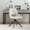 Linen Beige, variant on ONEVOG Faux Leather Desk chair, Modern Swivel Office Chair No Wheels, Armless Upholstered Task Chair with Hollow Back for Home Office, Living Room, Brown