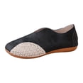 thumbnail image 5 of Rokment Womens Vintage Mary Jane Walking Shoes 2026 Spring Summer Suede Crochet Patchwork Wedge Low Heel Ballet Flat Casual Beach Slip on Loafers Black Size 6, 5 of 6
