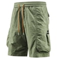 thumbnail image 4 of Beach Shorts for Men Summer Casual Elastic Waist Straight Leg Loose Fit Knee Length Cargo Shorts with Pockets, 4 of 6