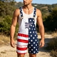 thumbnail image 2 of Mens American Flag Overalls Shorts Patriotic USA Print Loose Fit Bib Coveralls for Men Fourth of July Casual Summer Jumpsuit, 2 of 5