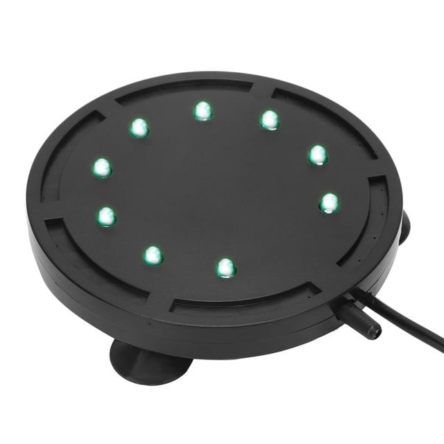 Difusor de oxígeno con luces LED para acuario, piedra de aire, tanque de peces, burbujeador, enchufe estadounidense de 110-240V