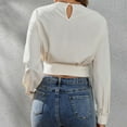 thumbnail image 5 of HAiming Women Casual Crewneck Crop tops Solid color Long Sleeve Pullover shirts trendy soft loose Comfortable Blouse, 5 of 6