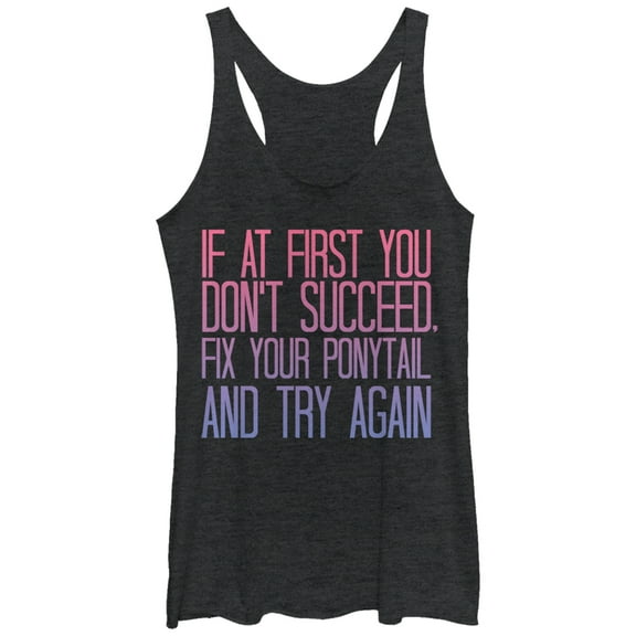 Women's CHIN UP Fix Your Ponytail and Succeed Racerback Tank Top Black Heather X Large