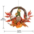 thumbnail image 2 of Fall Gnome Wreath - Autumn Harvest Decor with Plaid Bow, Sunflowers, and Leaves for Front Door, 2 of 4