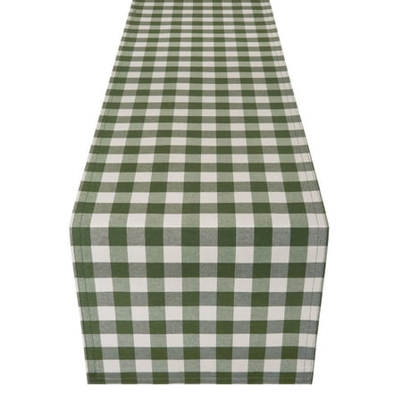 

PowerSellerUSA Dining Table Runner Elegant Buffalo Plaid Table Placemat for Dining Room or Kitchen Classic Farmhouse Country Decor Plaid Gingham Checkered Design Table Runner Green 13 W x 36 L