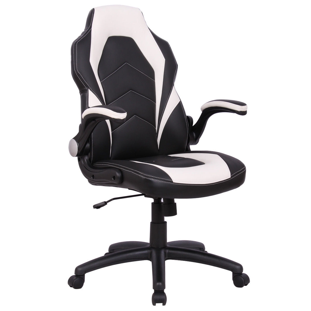 Gymax Ergonomic Office Chair PU Race Car Style Bucket Seat ...