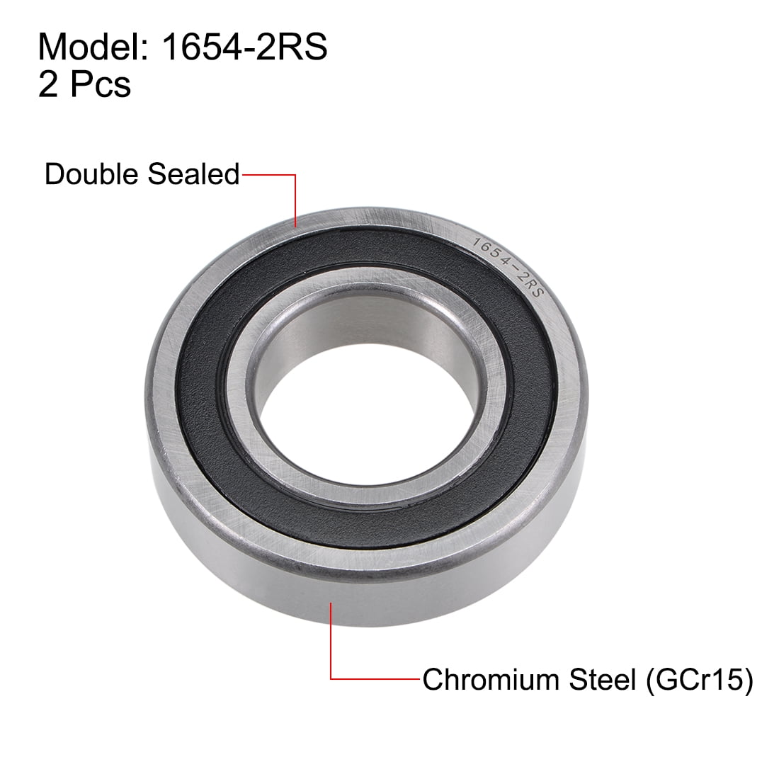 Unique Bargains 1654-2RS Deep Groove Double Sealed Ball Bearings Z2 1.25" x 2.5"