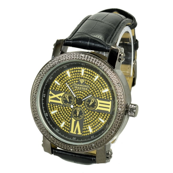 Mens Diamond Business Gunmetal Black Clubbing Watch 50mm Case