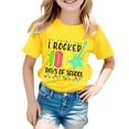 thumbnail image 1 of LUOGENLI T-Shirt pour Filles Garçon et Fille Mode Décontractée Imprimé Col Rond Manches Courtes T-Shirt Ample Ensemble Maxi 2 Pcs Vacances Jaune 7-8 Ans, 1 of 4