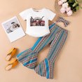 thumbnail image 2 of Little Girls' Outfits Summer Short Sleeve Letter Cow Prints Tops Pants Two Pieces Children Clothing Sets for Girls Size 7-8T, 2 of 7