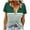 Green, variant on Tops for Women Short Sleeve V-Neck Color Block Button Blouses for Women 2025 Trendy T Shirt Black M