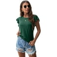 thumbnail image 7 of JWD Summer Ruffle Short Sleeve Knit Tunic Tops Shirts Tank Tee Blouse For Women, 7 of 7