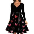 thumbnail image 3 of Fgvctg Valentine'S Day Tea Party Dresses For Women Love Heart Graphic Vintage Dresses Cocktail Sweet V Neck Dress 1950S Long Sleeve Dressy Sweet Date-Night Outfit Black 2XL, 3 of 4