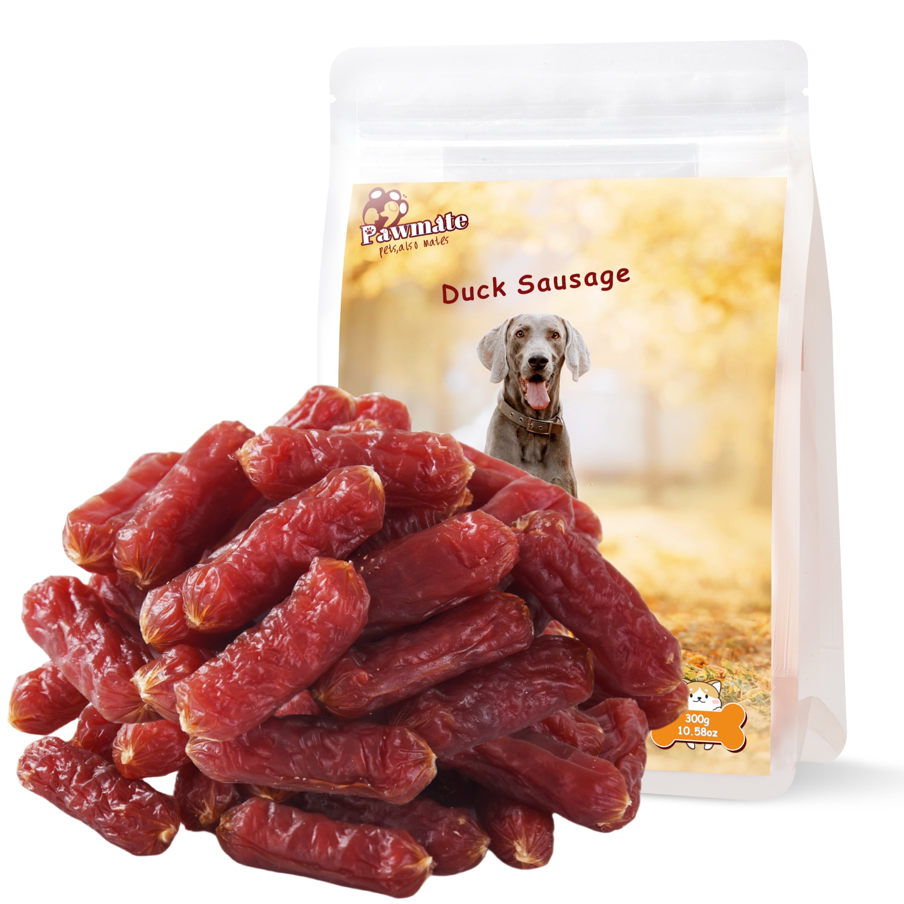 (3 pack) Pawmate Duck Sausage Dog Treats, Freshly Made with Real Duck for All Dogs, 11oz