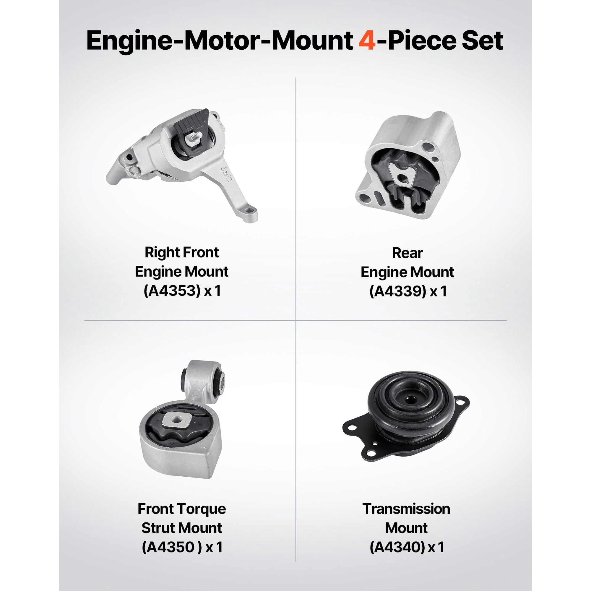 Engine Transmission Motor Mount Full Set of 4 - Compatible with Nissan Altima 2007 2008 2009 2010 2011 2012 2013 2014 2015 2016 2017 2.5L L4
