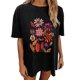 thumbnail image 5 of Faldas Cortas para Mujeres, Impresión de Flores Casual Oversized Camiseta de Manga Corta Top Hecho de 95% Poliéster 5% Spandex para Primavera Verano, Falda Corta de Verano, 5 of 7