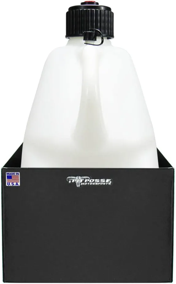 Single Black Utility Fuel Jug Rack Holder Aluminum Enclosed Race