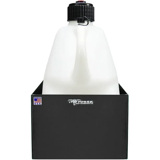 Single Black Utility Fuel Jug Rack Holder Aluminum Enclosed Race