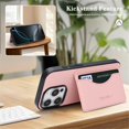 thumbnail image 3 of For Apple iPhone 15 Pro Max Wallet Case Ultra-Slim Profile Vintage Leather Texture, Wallet For Women Men Card Holder Magnetic Clasp Kickstand Folio Case,Pink,For iPhone 15 Pro Max, 3 of 7