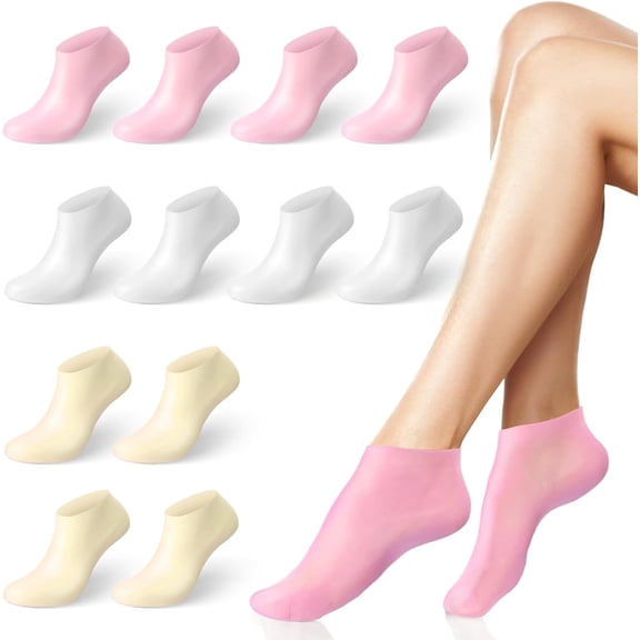 6 Pairs Silicone Socks for Dry Cracked Feet Women,New Upgrade Thickened Moisturizing Foot Mask Exfoliating Silicone Socks,Spa Gel Moisturizer Socks Foot Care After Pedicure