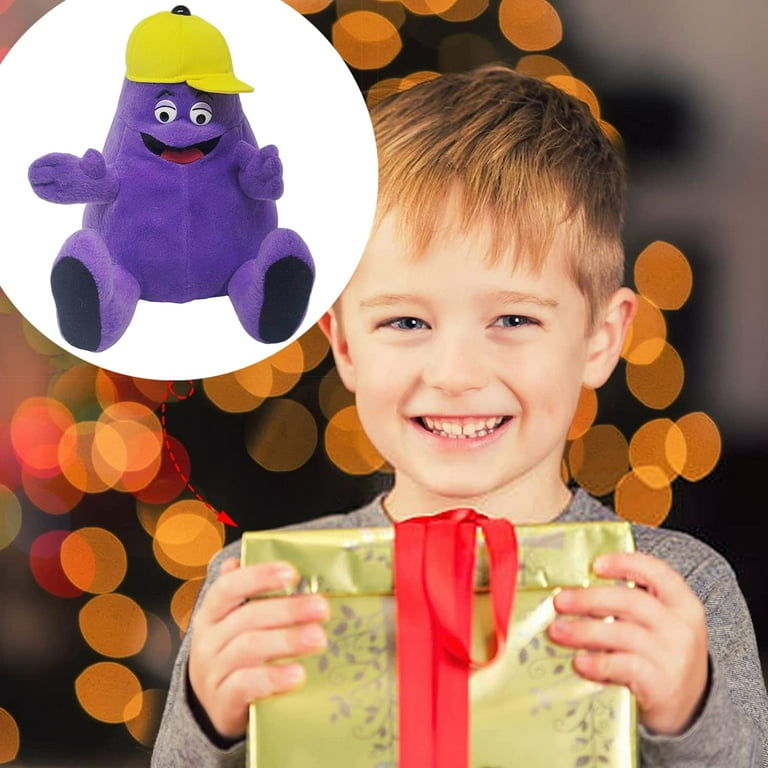 8 inch Grimace Plush Toy with Yellow Hat Soft Stuffed Animal Figure for Kids and Fans Walmart
