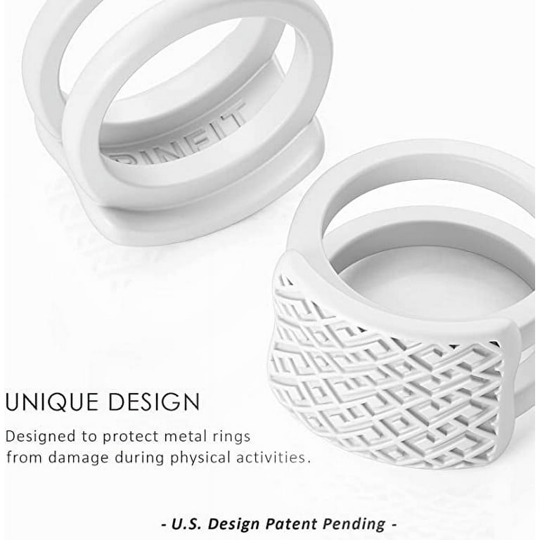 2pcs Ring Protectors for Working Out - Wedding Band and Engagement Ring Cover for Gym - Silicone Ring Guard - Rubber Ring Protector by Rinfit - Set