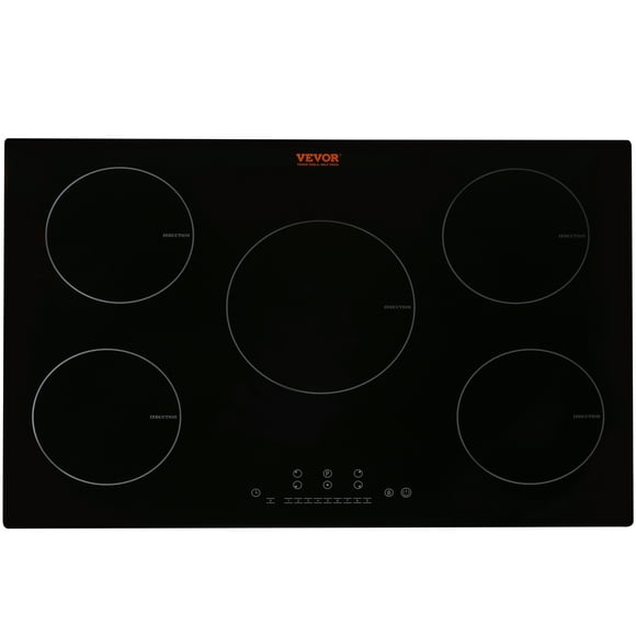 VEVOR Electric Cooktop, 5 Burners, 30'' Induction Stove Top, Built-in Magnetic Cooktop 9200W, 9 Heating Level Multifunctional Burner, LED Touch Screen w/ Child Lock & Over-Temperature Protection