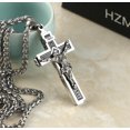 thumbnail image 7 of HZMAN Catholic Jesus Christ on INRI Cross Crucifix Gold Silver Tone stainless steel Pendant Necklace 22+2 Chain (Silver), 7 of 7