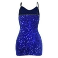 thumbnail image 4 of Bodycon Dresses for Women Short Sparkly Glitter V Neck Spaghetti Strap Dress Formal Party Prom Slimming Gowns Blue M, 4 of 6
