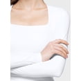 thumbnail image 4 of Franhais Women Long Sleeve T-Shirts Square Neck Solid Color Casual Shirts Spring Fall Slim Fit Tops Streetwear, 4 of 5
