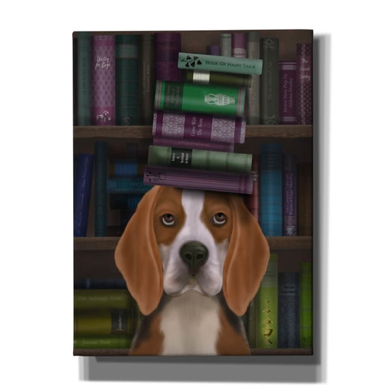 Epic Graffiti 'Beagle and Books,' by Fab Funky, Canvas Wall Art, 40"x54"