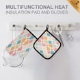 thumbnail image 4 of Yayeee Oven Mitts and Pot Holder Set of 2 Heat Resistant Kitchen Gloves Baking Hot Pad, Pink Abstract Pattern, 4 of 5