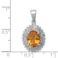 thumbnail image 2 of 925 Sterling Silver Rhodium Citrine and Diamond Oval Shaped Pendant, 2 of 6