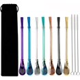 thumbnail image 1 of CARBONLIKE 3 en 1 Pajitas de metal para beber Cuchara de pajita de acero inoxidable Cucharas de beber coloridas para cóctel Latte Helado Café 7 piezas Cucharas de pajitas reutilizables ShuxiuWang 8390614231986, 1 of 1