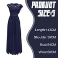 thumbnail image 4 of Vestido de noche para mujer, largo, elegante, de encaje, para cóctel, liso, largo, cuello redondo, manga media, vestido de novia con cremallera, vestido de novia, vestido de dama de honor, 4 of 5