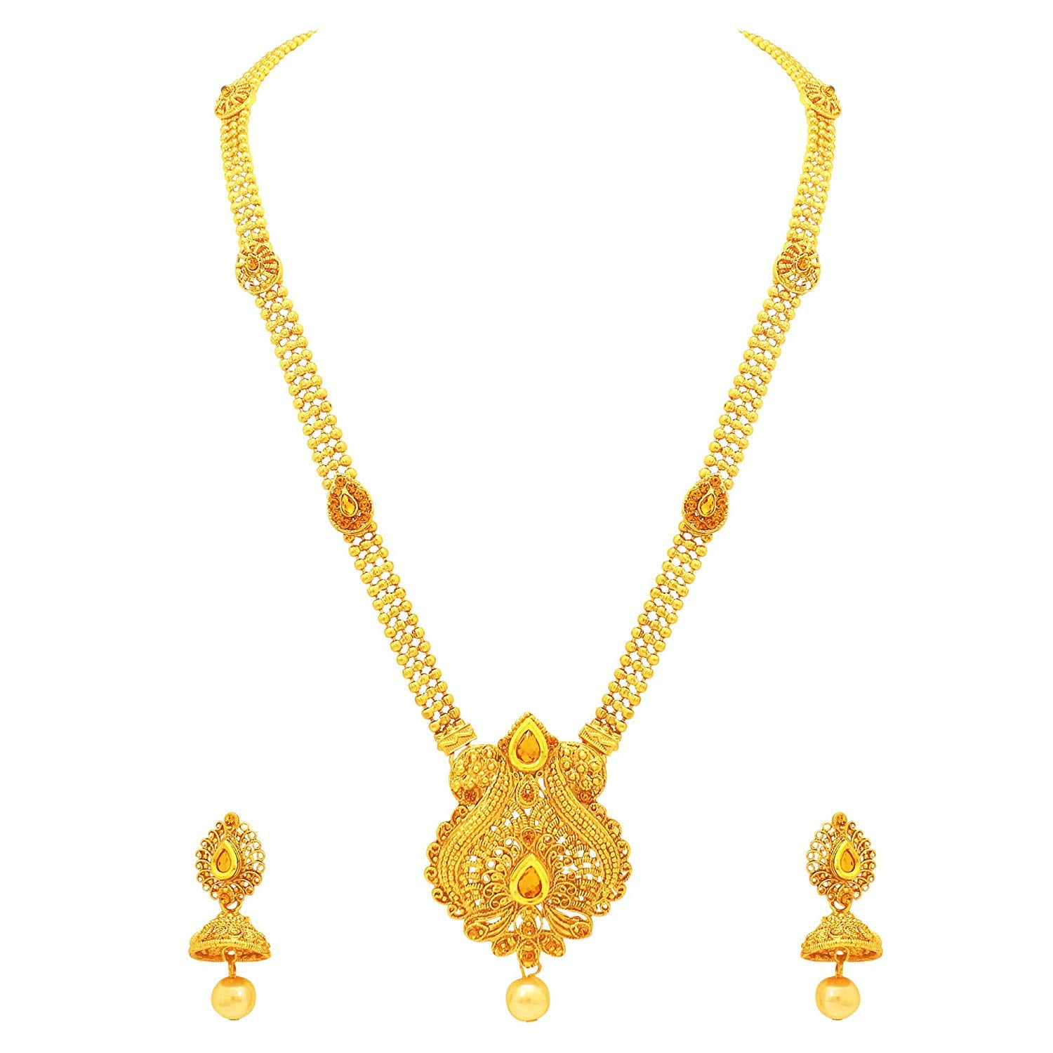 Aheli Stylish Bollywood Wedding Party Wear Necklace Earring Set Indian Ethnic Traditional Jewelry for Women 