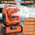thumbnail image 2 of Spopal Ventilador Portátil Recargable con Spray, 20000mAh, 5 Velocidades y Gancho 360°, Luz LED Multifunción, Temporizador, Control Remoto, Modo Silencioso, para Camping, Playa, Hogar (Naranja), 2 of 5