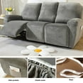 thumbnail image 2 of Stretch Velvet Recliner Sofa Slipcover - 8 Piece Set for 3 Cushion Reclining Couch with Side Pockets, Machine Washable Furniture Protector Cover, 2 of 7