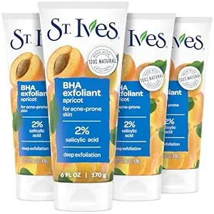 St. Ives Acne Control Apricot Face Scrub, Deep Exfoliator Skin Care, Prevents Acne for Radiant Skin, Salicylic Acid Acne Treatment Facial Scrub, Made with 100% Natural Exfoliants, 6 oz, 4 Pack
