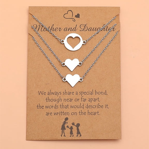 FENGGHAO Mothers Day Mother Daughter Bracelet Set 3 Piece Matching Heart Bracelets Adjustable Stainless Steel Nylon Rope Jewelry Set