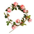 thumbnail image 1 of 1 hermosa planta de rosas artificiales de seda, hojas de rosas falsas para decoración del hogar (rosa), 1 of 7