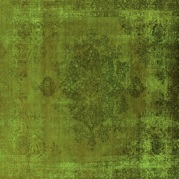 Ahgly Company Indoor Square Oriental Green Industrial Area Rugs, 8' Square
