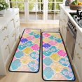 thumbnail image 4 of Kitchen Rugs Sets Of 2,Multi Color Floral Checkered Pattern Anti Fatigue Kitchen Mat Rugs Non Slip Washable,Decorative Kitchen Floor Mats for Kitchen,Sink,Laundry,17"x47"+17"x47", 4 of 5