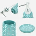 thumbnail image 4 of Bathroom Accessories Set, 4 Pcs Bathroom Sets with Ceramic Soap Dispenser Pump, Tumbler, Toothbrush Holder and Soap Dish for Counter Top Restroom Apartment Decor Stuff, Blue, 4 of 9