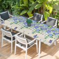 thumbnail image 2 of Purple Hydrangea Table Cloths for 8 Foot Rectangle Tables, Spring Eucalyptus Butterfly Rustic Burlap Patio Waterproof Elastic Fitted Tablecloths, Washable Rectangular Table Cover for Camping, 2 of 8
